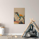Plakat drewniany Dinozaur - Velociraptor - Brązowy