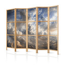 Japanischer Paravent, Raumteiler freistehend, Trennwand - Golden Reflections on Clouds Foretelling D