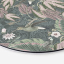 Billede af kolibri i en tropisk skov - Bloomery Decor - rund – print på aluminium (Alu-Dibond)