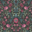 Floral black pink - tapeta flizelinowa country house A.S. Création - matowa, jasna faktura
