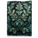 Paravent, Raumteiler freistehend, Trennwand - Dark Green Victorian Leaves - Botanical Carved Composi