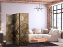 Paravent, Raumteiler freistehend, Trennwand - Carved Floral Ornaments in Soft Sepia and Brown Tones