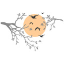 Sticker mural Oiseaux au soleil entre les branches