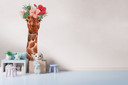 Fototapet för barnrum GiraffePortrai vitbrun - non-woven Fototapet Designwalls 2 - 2,55 x 3,5 m