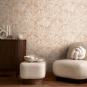 Papel pintado con textura en abanico color beige crema - Papel pintado no tejido con relieve 