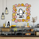 Muursticker Een schaap met bloemen - Sheepworld