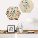 Hexagon - Træ UN Designs - Blomster i kunstnerisk stil