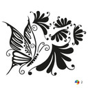 Sticker mural - Vrille de fleurs 7 (bicolore)