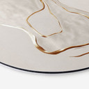 Billede Abstrakt linjekunst i guld og beige - Alma - Rund – print på aluminium