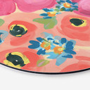 Tableau sur alu-Dibond rond Zwara - Roses illustrées et anémones de corail