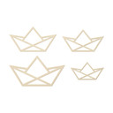 Morska dekoracja do pokoju dziecięcego - statek origami - drewniana dekoracja (4 sztuki) - 34x21 cm