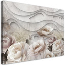 Canvasbillede, Beige blomster i blomst 3D