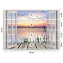 Fototapete Fensterblick Sonnenuntergang Steg Landschaft