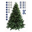 Wallsticker Juletræ til at pynte selv - blå-sølv