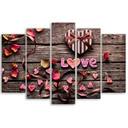 5 stykke lærredstryk Heart Love vintage blomster