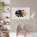 Tableau sur verre Kubistika - Monstera noir et or 