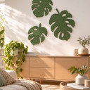 Dekoracje ścienne z filcu Trio Monstera (zestaw 3 szt.) z funkcją akustyczną