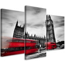 3 stykke lærredstryk, rød London Bus