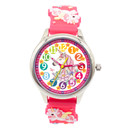 Kinder Armbanduhr - Lernuhr analog aus Silikon - Einhorn pink