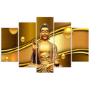 Lærredstryk 5 styk, Buddha Golden Feng Shui