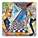 Glasbild Zamart - Zwei Schachspieler - Quadratisch