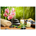 3 stykke lærredstryk, Zen Stones blomster