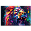 Lærred print, løve neon abstraktion