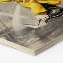 Hexagon Houten Wanddecoratie Kind met Papieren Bootje Streetart - Habib