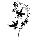 Sticker mural - Fleur au Colibri