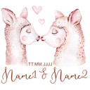 Sticker mural Kvilis - Couple de lamas + Texte à personnaliser