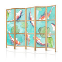 Japanischer Paravent, Raumteiler freistehend, Trennwand - Spectacular Fish in Crystal Clear Water