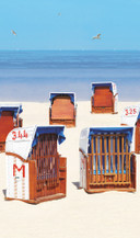 Strandstol tapet ved havet beige, blå,Illustration 2,70 x 1,59 m
