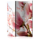 Paravent Séparation de pièce - Magnolia rose, 3 pièces