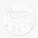 Akrylglasbillede, vinduesbillede til ophængning Ramadan Kareem - Månestjerner Lanterner - Rund