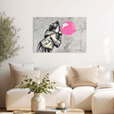 Glasbild Pink Bubblegum Streetart - Habib - 60x40 cm