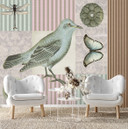 Fototapete, Shabby Chic Vogel auf rosa Hintergrund - Andrea Haase