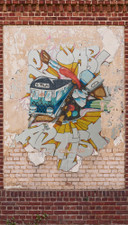 Graffiti brązowo-beżowy - Fototapeta włókninowa Industrial Livingwalls - matowa i gładka