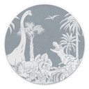 Rundt billede I dinosaurernes land - Blå - Kikki Belle – print på aluminium (Alu-Dibond)