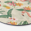 Billede Flamingo og tropiske blade - Bloomery Decor - rund – print på aluminium (Alu-Dibond)