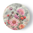 Rundes Leinwandbild Bunte Blumen und Kolibris