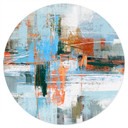 Wandtattoo Abstraktes Farbspiel blau orange - Cheney - Rund