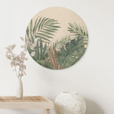 Obraz drewniany liście dżungli zielona akwarela - Bloomery Decor - Okrągły