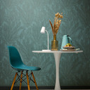 Tapeta z włókniny COSMOPOLITAN z liśćmi petrol blue green - tapeta z naturalnym wzorem
