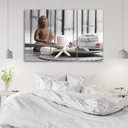 3 stykke lærredstryk, Buddha Zen Spa grå