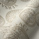 Versace Home włóknina perłowa beżowa głowa meduzy luksusowa designerska tapeta biała