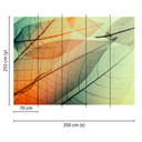 Grøn og orange non-woven tapet Designwalls Limpid Leaf forest
