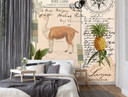 Fototapete, Shabby Chic Stil Lama Natur Abstraktion Tropisch - Andrea Haase