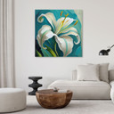 Canvasbillede, lilje turkis malet