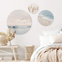 Vægcirkel Sisi & Seb - Sommerdrøm ved havet-sæt (3 dele) – print på aluminium (Alu-Dibond)