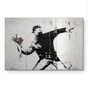 Alu-Dibond brossé avec Effet Doré, Argenté & Cuivré - Le lanceur de fleurs - Banksy
